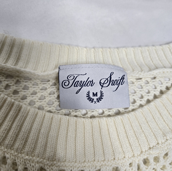 TAYLOR SWIFT 1989 Taylor's Version open knit cream unisex sweater M - Picture 6 of 12